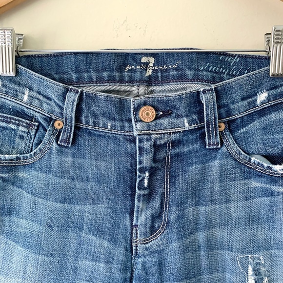 7 For All Mankind Crop Straight Leg Distressed Jeans - Picture 3 of 6